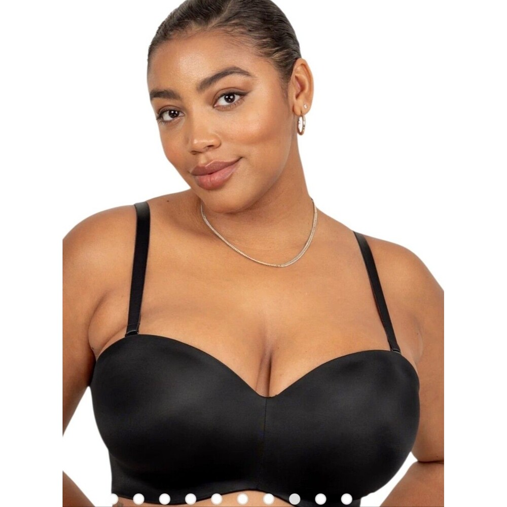 NEW curvy couture smooth strapless multi-way bra black style D1290E size 38G